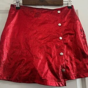 Shimmering Red Button-Down Skirt
